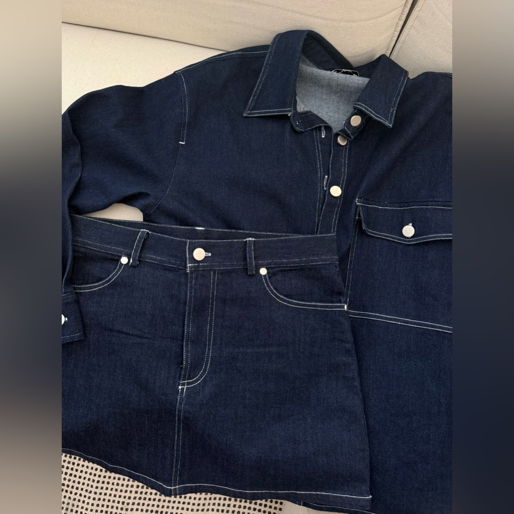 ACOA Dark Indigo Denim Jacket and Skirt Set